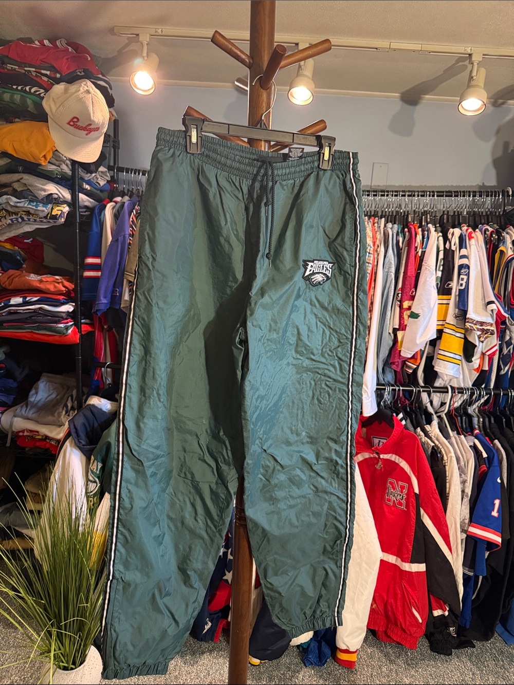 Philadelphia Eagles Green Windbreaker Track Pants - Vintage
